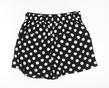 Mango Women’s Black White Polka Dot Paperbag Shorts Size 8