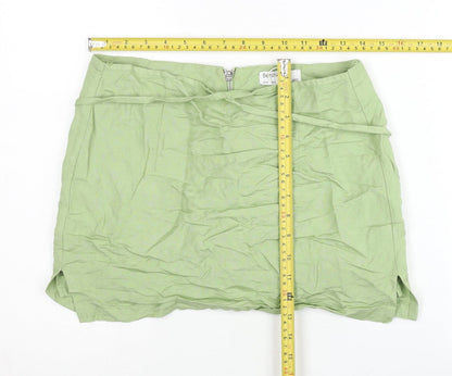 Bershka Women’s Green Linen Blend Short Pencil Skirt Size 8