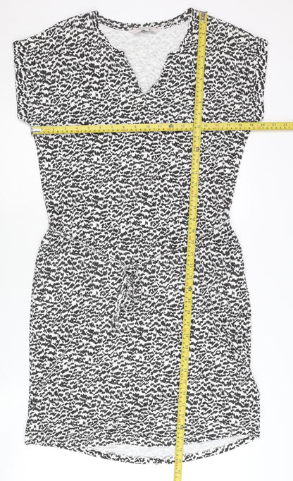 Part Two Women Black Animal Print V-Neck Shirt Dress M