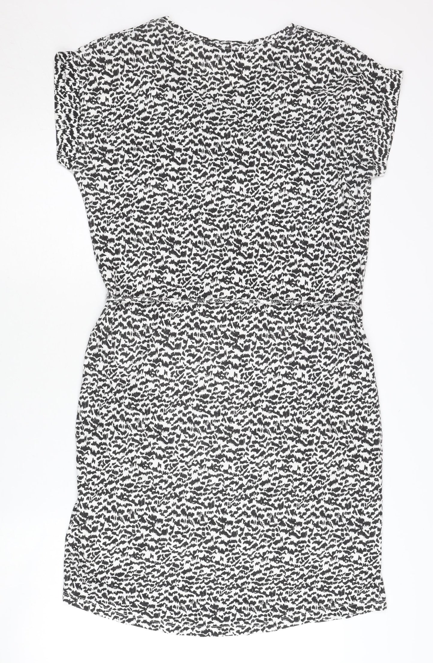 Part Two Women Black Animal Print V-Neck Shirt Dress M