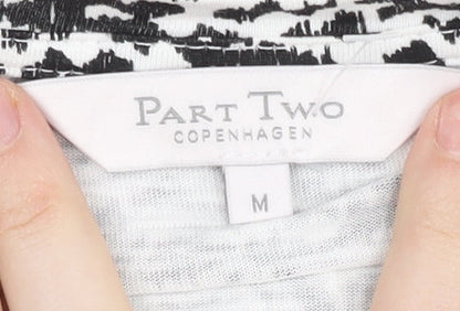 Part Two Women Black Animal Print V-Neck Shirt Dress M