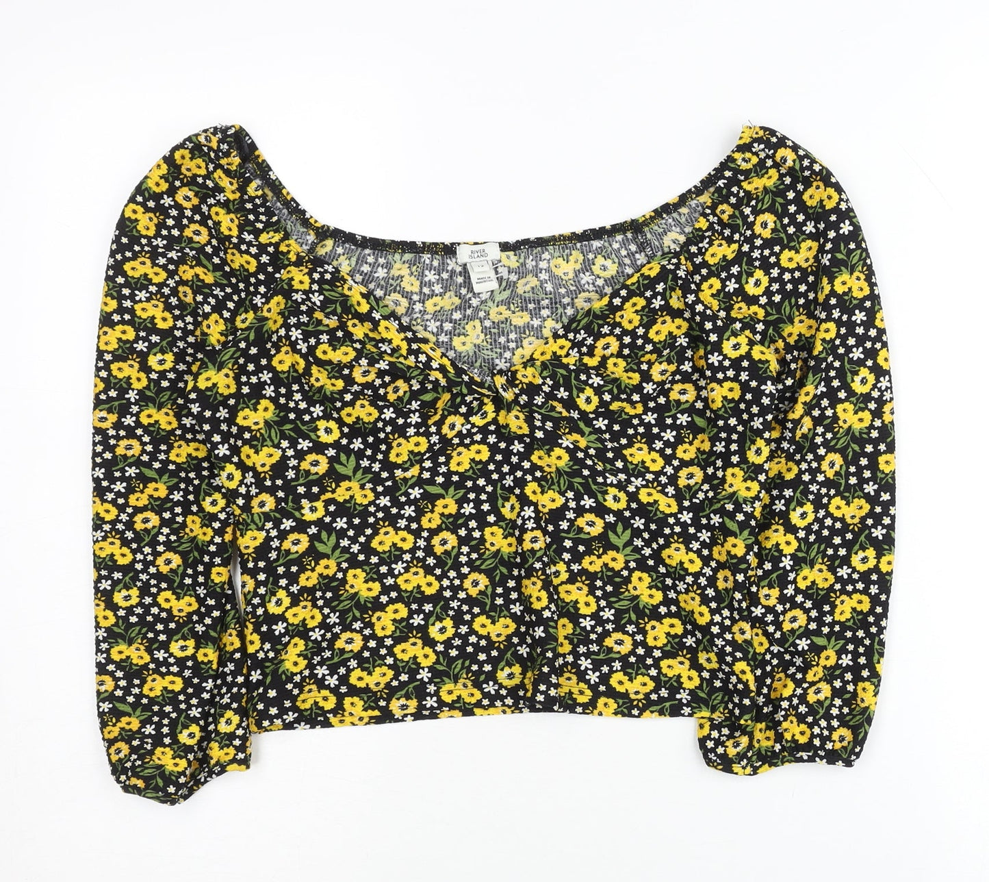 Womens UK Size 12 River Island Multicoloured Cropped Blouse