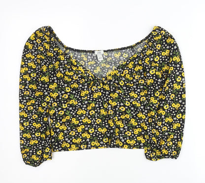 Womens UK Size 12 River Island Multicoloured Cropped Blouse