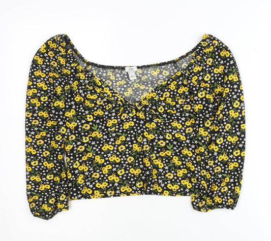Womens UK Size 12 River Island Multicoloured Cropped Blouse