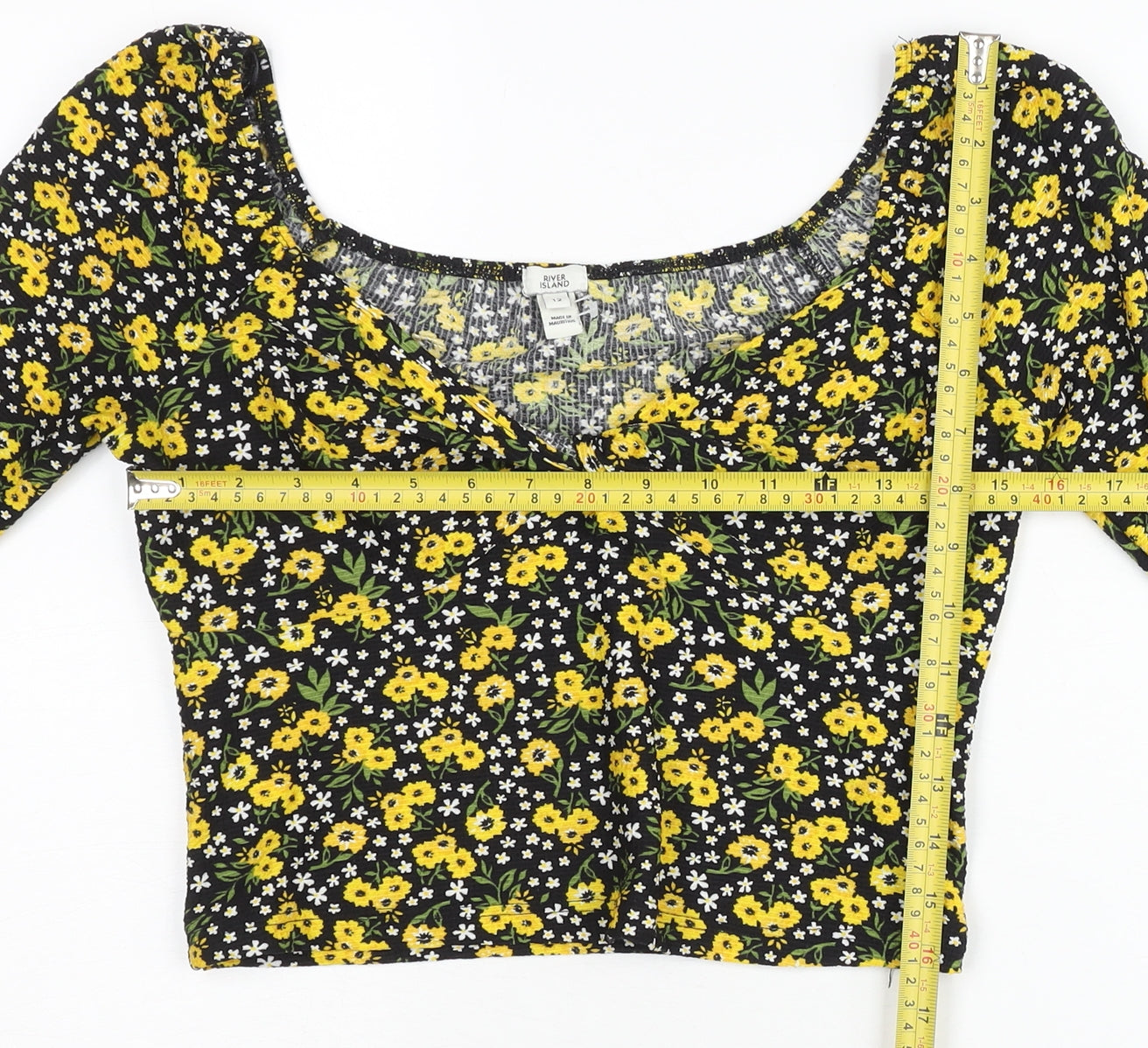 Womens UK Size 12 River Island Multicoloured Cropped Blouse
