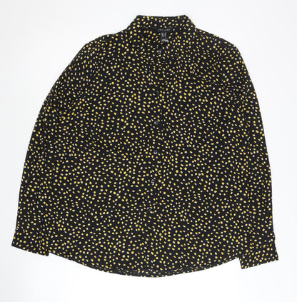 New Look Womens Black Polka Dot Button-Up Shirt Size 14