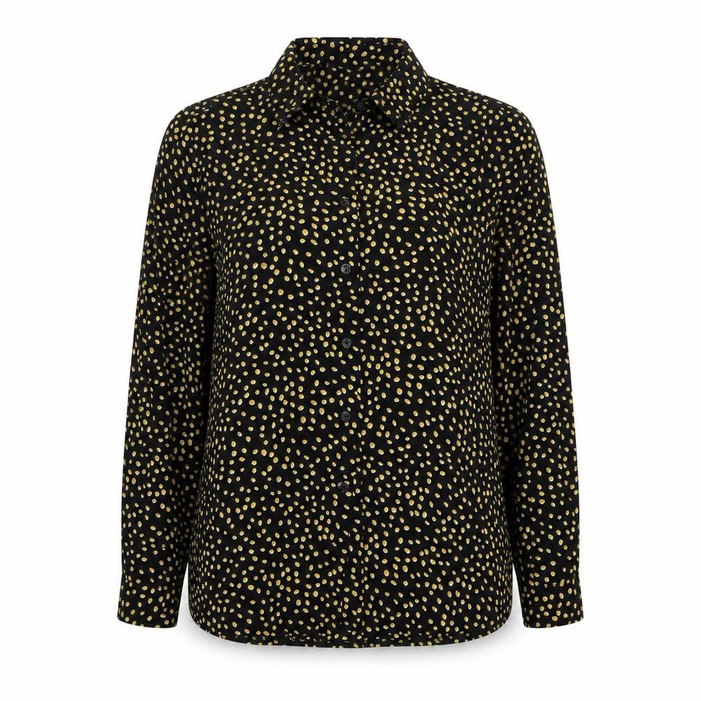 New Look Womens Black Polka Dot Button-Up Shirt Size 14