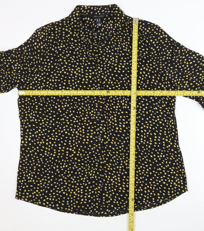 New Look Womens Black Polka Dot Button-Up Shirt Size 14