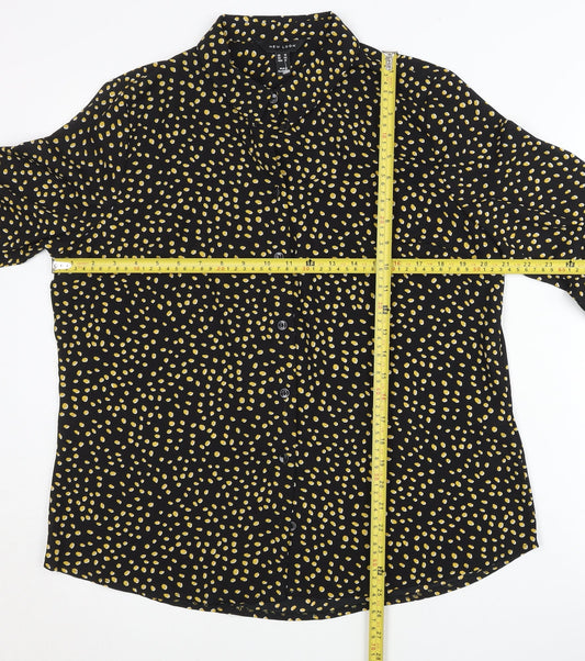 New Look Womens Black Polka Dot Button-Up Shirt Size 14