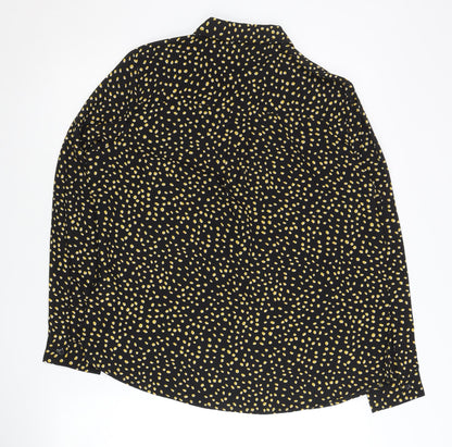 New Look Womens Black Polka Dot Button-Up Shirt Size 14