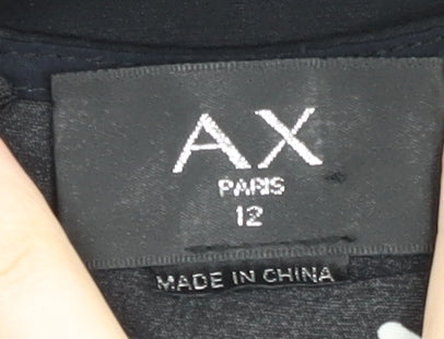 AX Paris Women’s Black Polka Dot Wide Leg V-Neck Jumpsuit Size 12