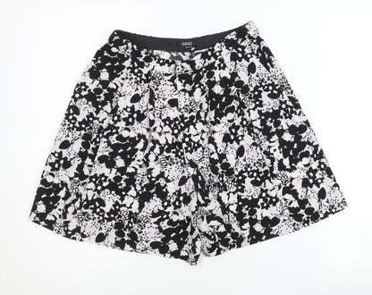 Oasis Womens Black Floral Culotte Shorts Size 8 Pleated Summer