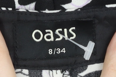 Oasis Womens Black Floral Culotte Shorts Size 8 Pleated Summer