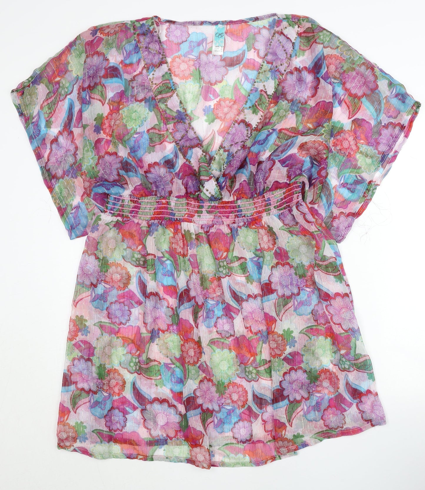 Ocean Club Women’s Multicoloured Floral Kaftan Dress Size 18 Summer Beachwear