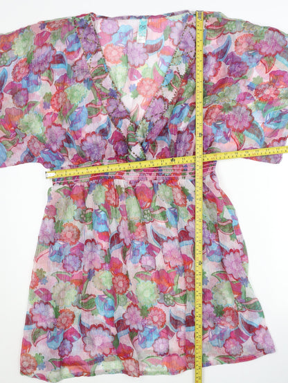 Ocean Club Women’s Multicoloured Floral Kaftan Dress Size 18 Summer Beachwear