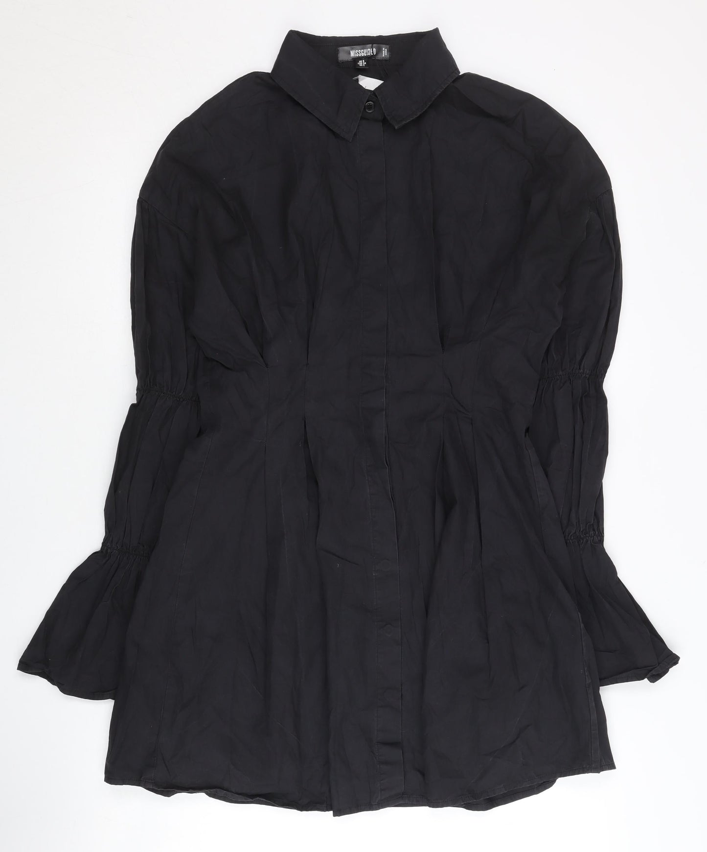 Missguided Women’s Black UK 6 Shirt Dress Long Sleeve Cotton