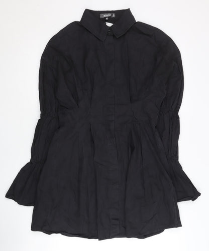 Missguided Women’s Black UK 6 Shirt Dress Long Sleeve Cotton