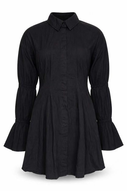 Front view of Missguided Women’s Black UK 6 Shirt Dress Long Sleeve Cotton