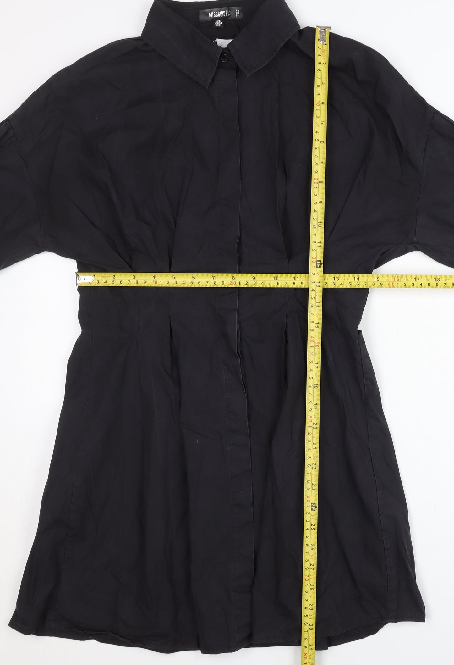 Missguided Women’s Black UK 6 Shirt Dress Long Sleeve Cotton