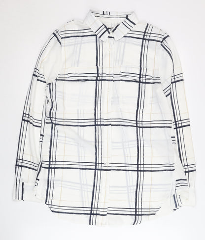 Womens UK Size 10 Marks and Spencer White Basic Button-Up
