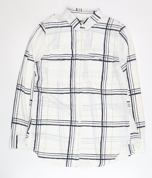Womens UK Size 10 Marks and Spencer White Basic Button-Up