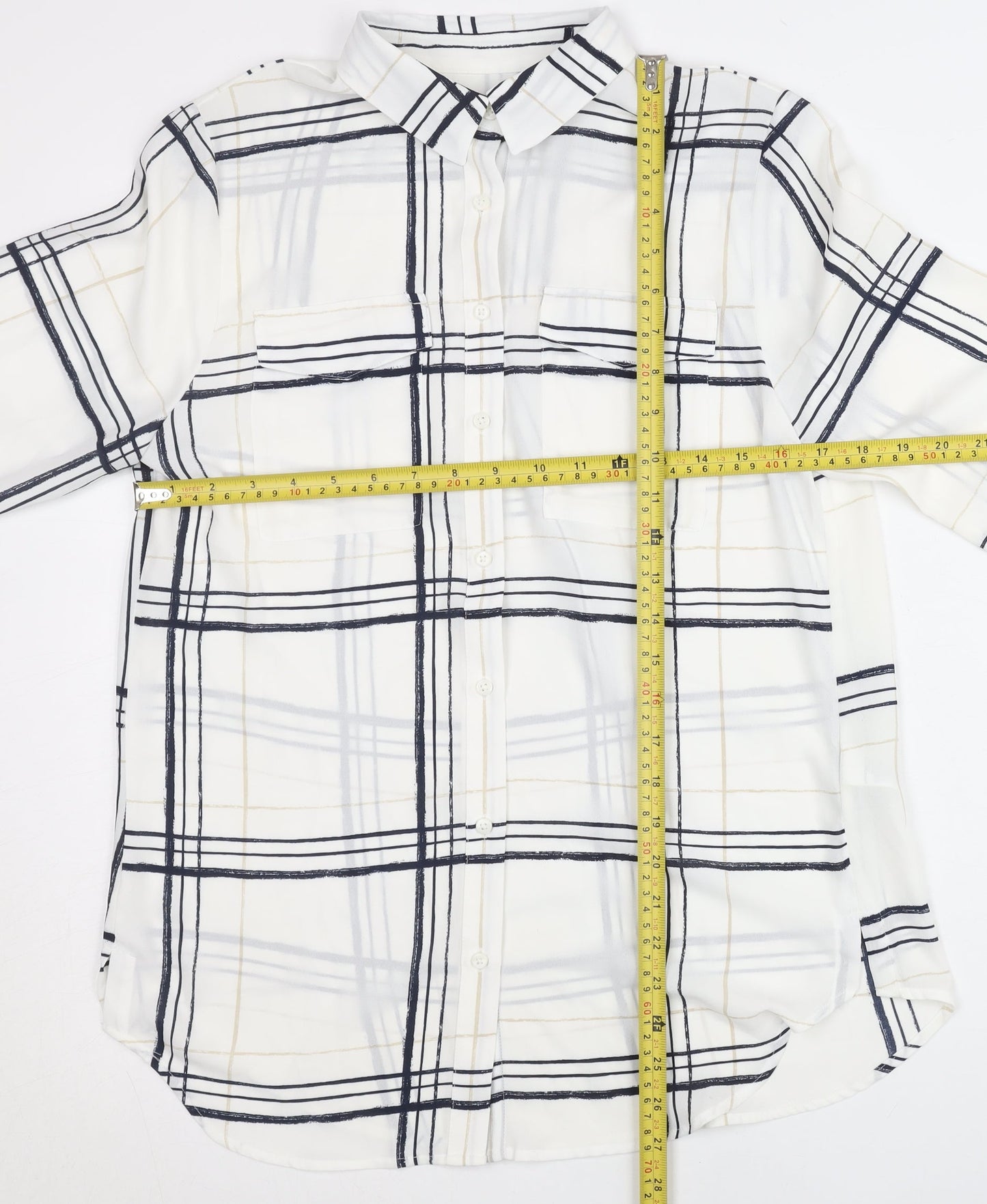 Womens UK Size 10 Marks and Spencer White Basic Button-Up