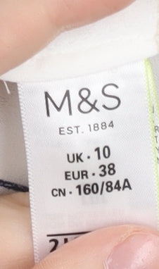 Womens UK Size 10 Marks and Spencer White Basic Button-Up