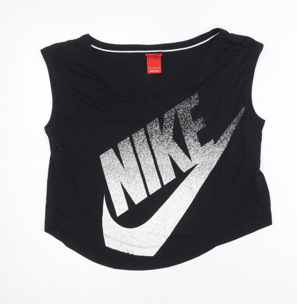 Nike Womens Black Medium Cropped Tank Top Sleeveless Gym Training