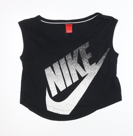 Nike Womens Black Medium Cropped Tank Top Sleeveless Gym Training