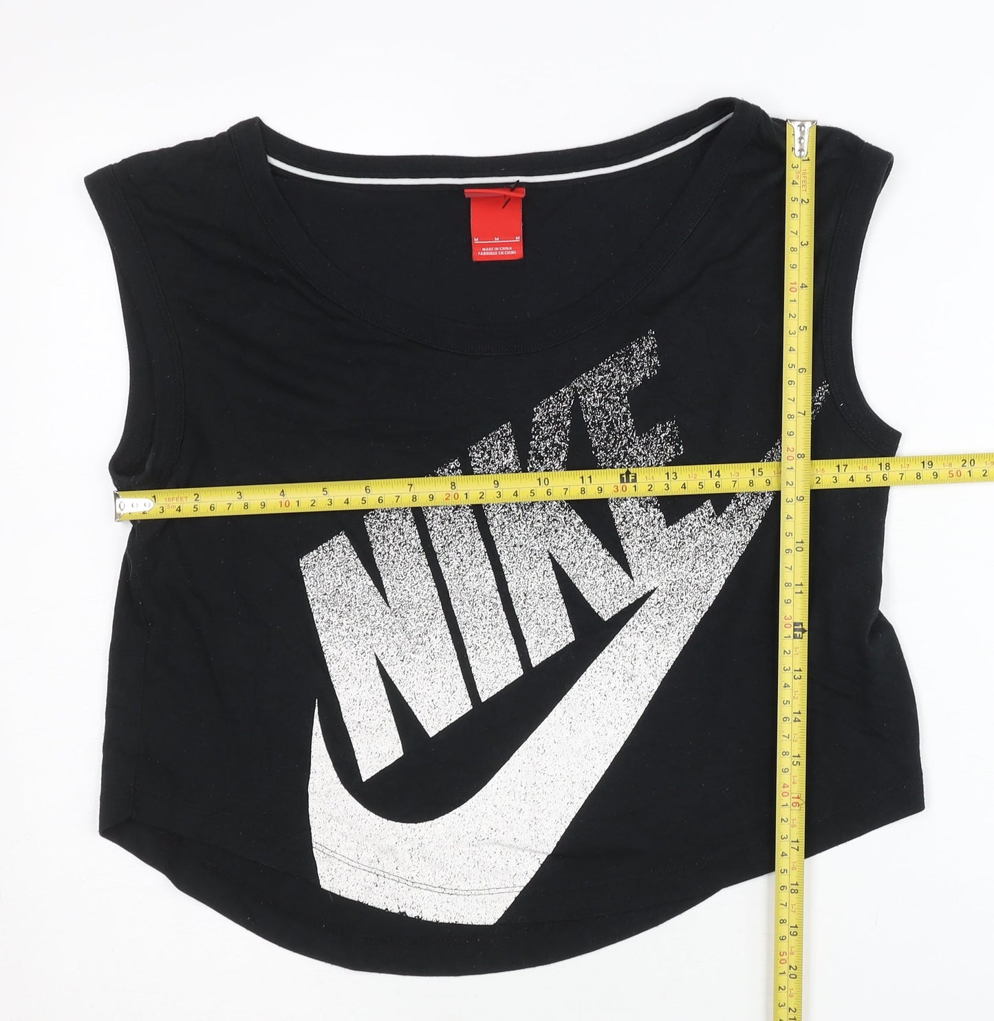 Nike Womens Black Medium Cropped Tank Top Sleeveless Gym Training