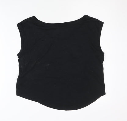 Nike Womens Black Medium Cropped Tank Top Sleeveless Gym Training