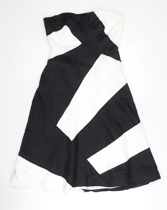 Coast Womens Black White Strapless Colourblock Knee Dress Size 10