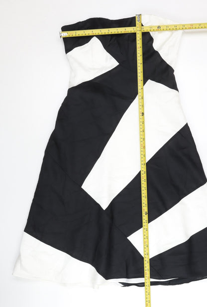 Coast Womens Black White Strapless Colourblock Knee Dress Size 10