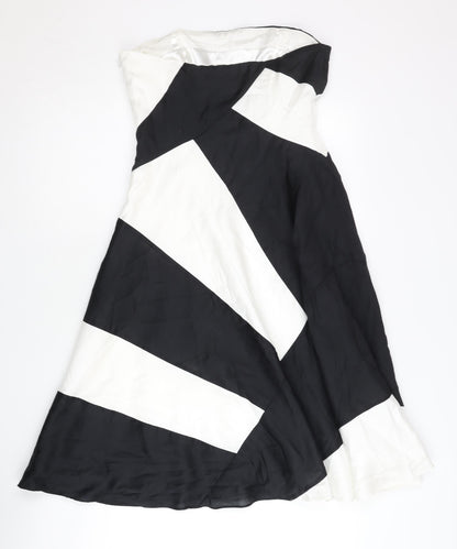 Coast Womens Black White Strapless Colourblock Knee Dress Size 10