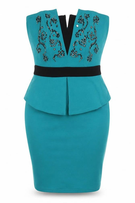 Lipsy Women’s Blue Sequin Strapless Bodycon Dress UK 12 Party Cocktail