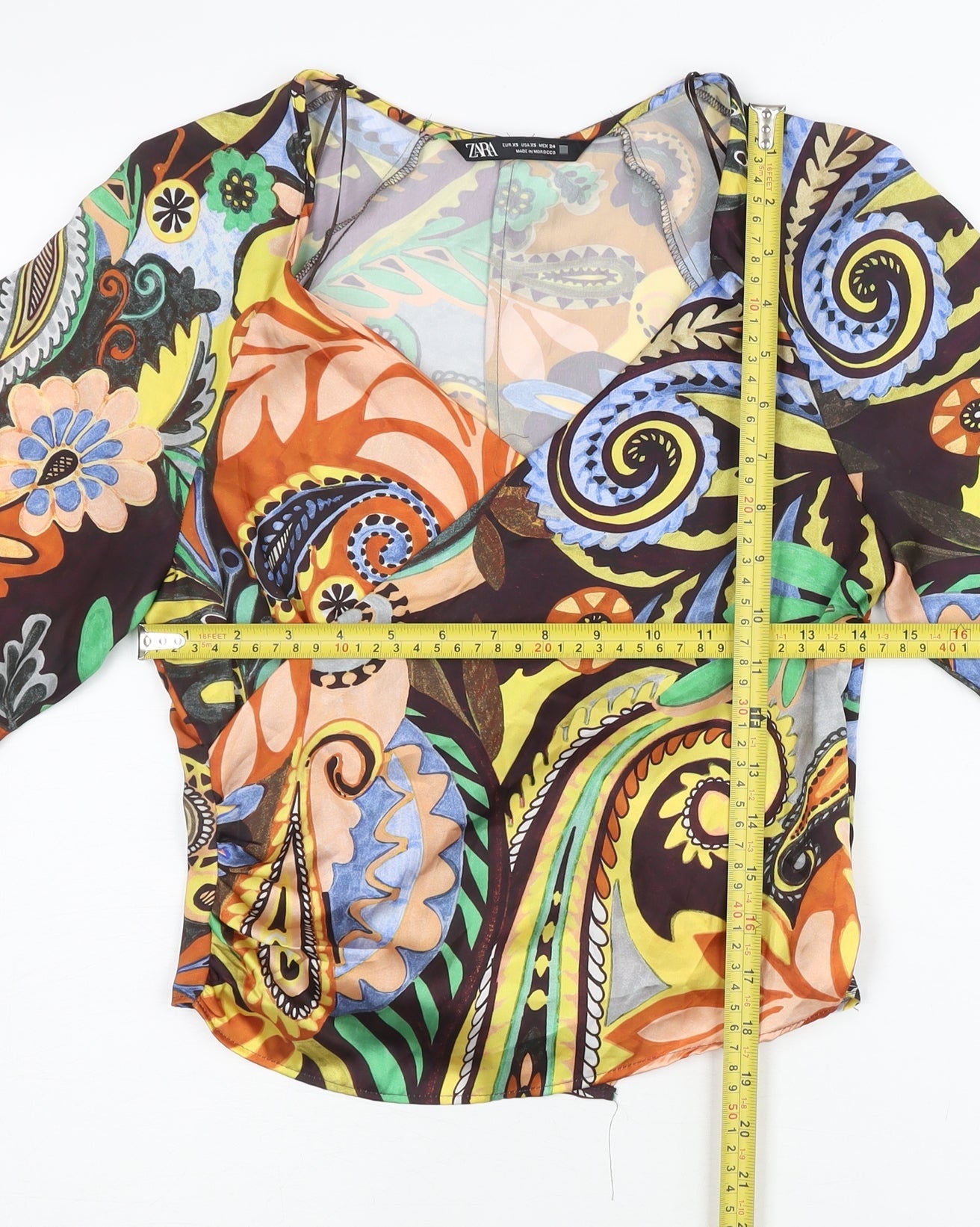 Womens UK Size XS Zara Multicoloured Wrap Blouse