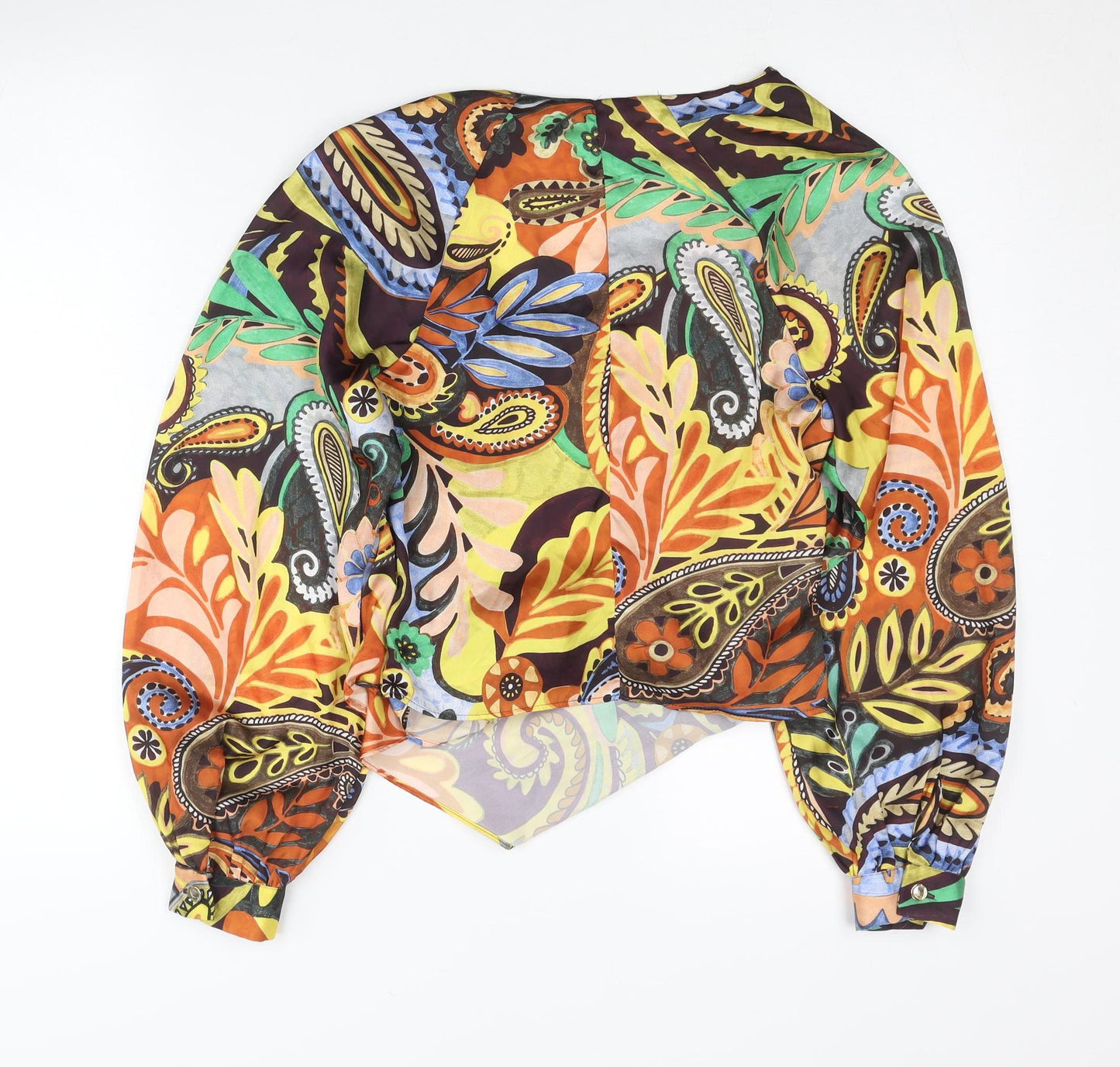 Womens UK Size XS Zara Multicoloured Wrap Blouse