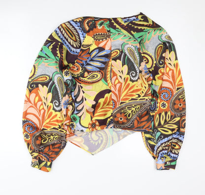 Womens UK Size XS Zara Multicoloured Wrap Blouse
