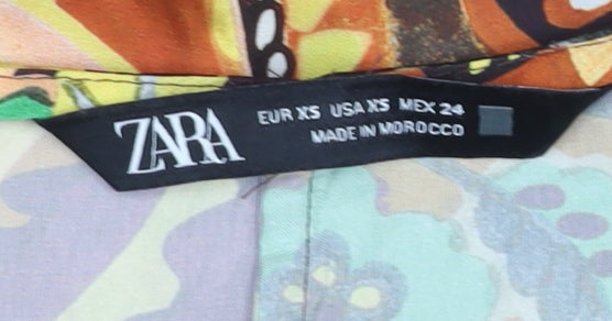 Womens UK Size XS Zara Multicoloured Wrap Blouse
