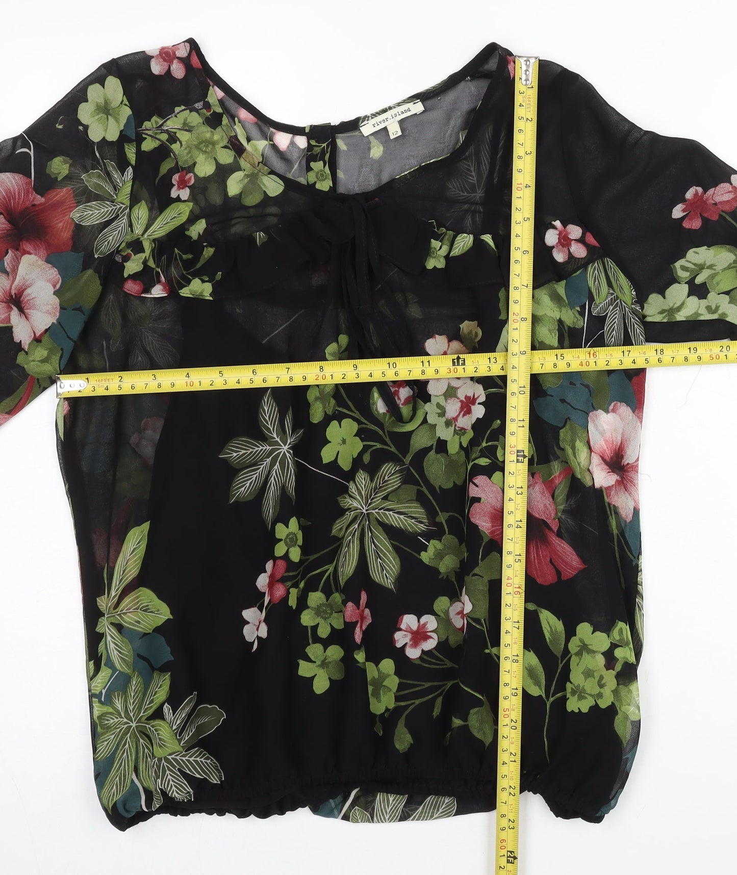 Womens UK Size 12 River Island Multicoloured Tunic Blouse