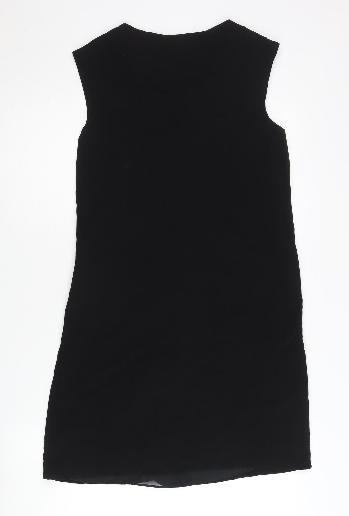 Monsoon Women’s Black Ruffle Shift Dress Size 12 Knee Length Sleeveless