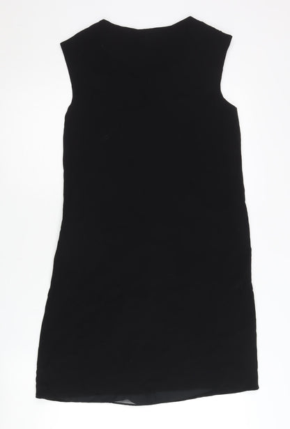 Monsoon Women’s Black Ruffle Shift Dress Size 12 Knee Length Sleeveless