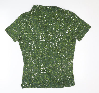 Windsmoor Womens Green Floral Wrap Blouse Short Sleeve Size M