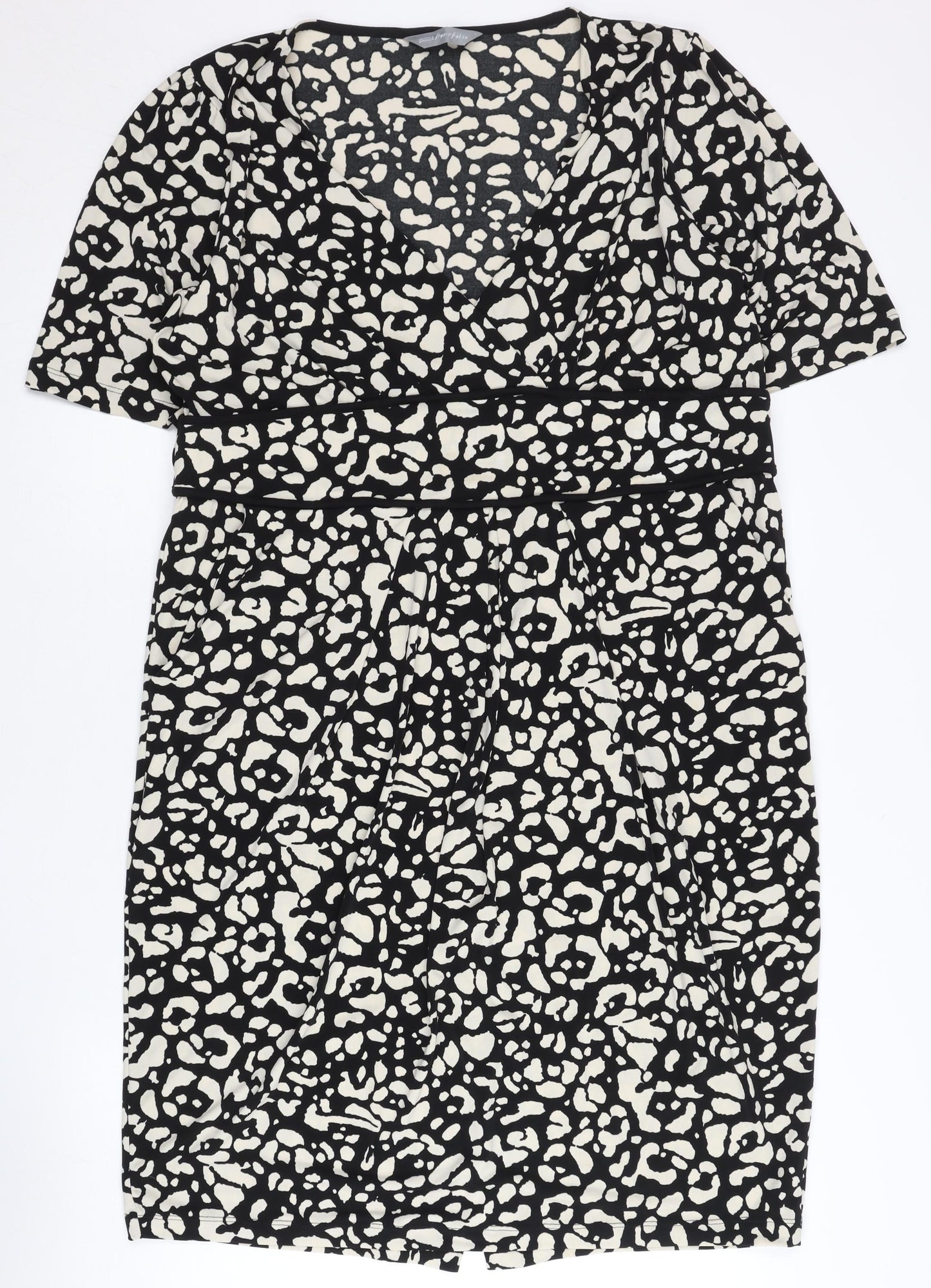 Marks and Spencer Women’s Black Animal Print Sheath Dress Size 18