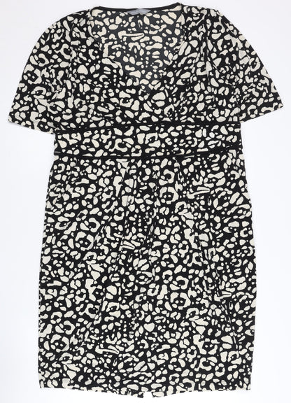 Marks and Spencer Women’s Black Animal Print Sheath Dress Size 18