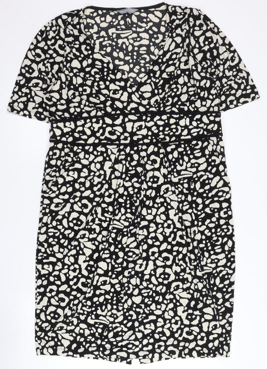 Marks and Spencer Women’s Black Animal Print Sheath Dress Size 18