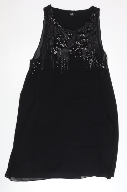 Wallis Women’s Black Size 12 Sequin Shift Knee Length Dress