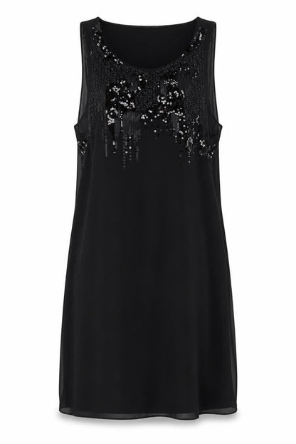 Wallis Women’s Black Size 12 Sequin Shift Knee Length Dress