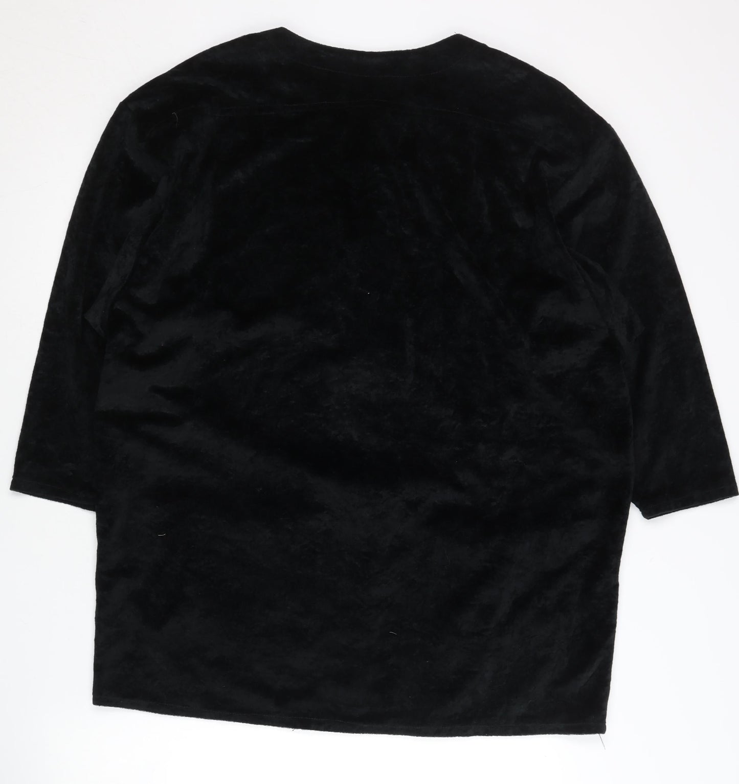 SNOB Womens Black Size 12 Velvet Short Sleeve Cardigan
