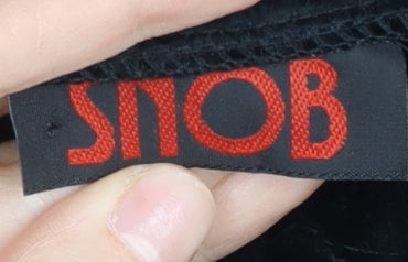 SNOB Womens Black Size 12 Velvet Short Sleeve Cardigan